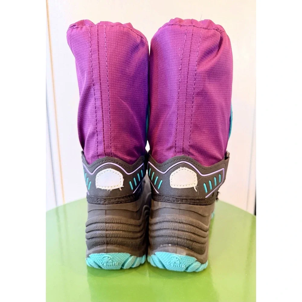 Kamik Snowciast Waterp Snow Boots Girls Size 2 US Pink Purple Black - Excellent